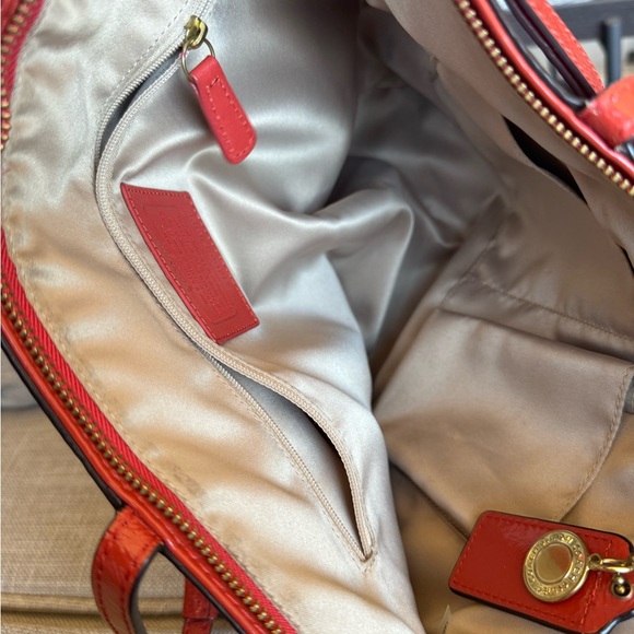 Coach Tangerine Embossed Leather Tote - Picture 11 of 14